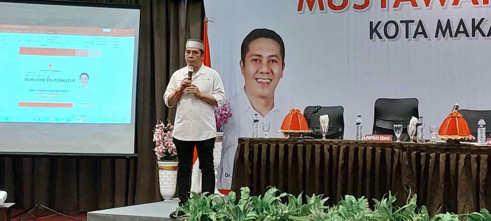 Syamsu Rizal MI atau Deng Ical Berbicara Saat Musyawarah Kota (Muskot) Palang Merah Indonesia (PMI) Se Kota Makassar